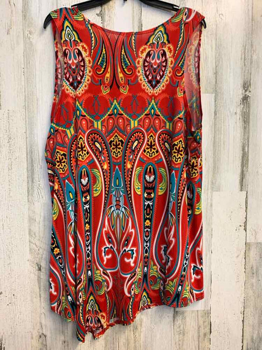 PRE-OWNED COME N SEE PLUS SIZES Size 1X RED/TEAL/YLW Paisley SS TOP