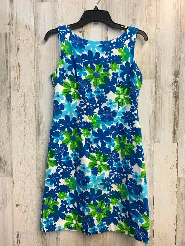 TALBOTS Dresses and Skirts Size 8 BLU/GRN/WHT Floral SLEEVELESS Dress