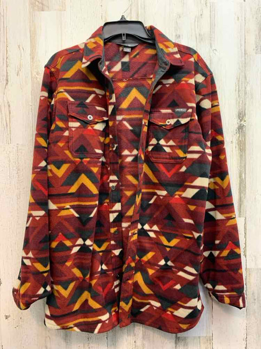 EDDIE BAUER JACKETS / COATS Size TM WINE/YEL/RED/GRAY Fleece SOUTHWESTERN Jacket