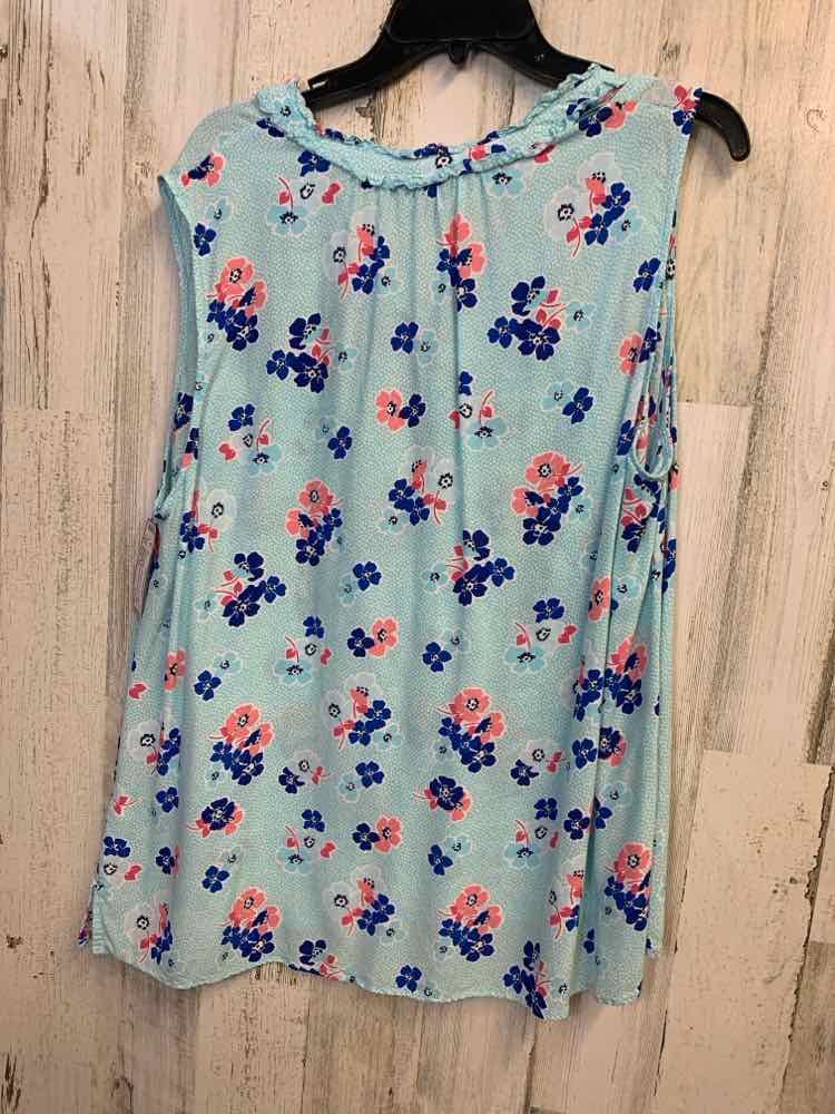 TALBOTS PLUS SIZES Size 2X AQUA/BLU/PINK Floral SLEEVELESS TOP