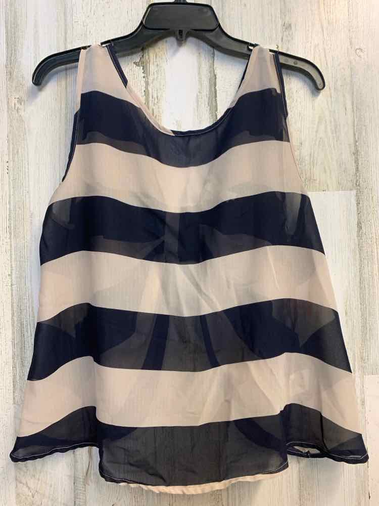 PRE-OWNED LIVE 4 TRUTH Tops Size L NVY/TAN Stripe SLEEVELESS TOP