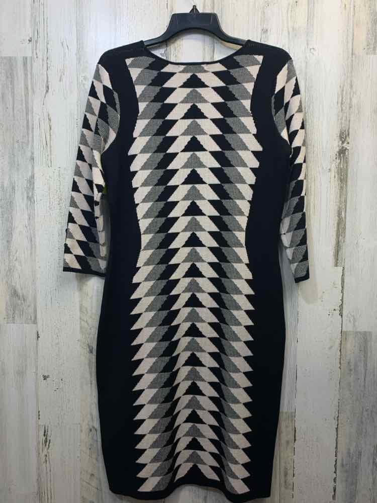 DANNY & NICOLE Dresses and Skirts Size L BLK/WHT/GRAY Geometric Dress