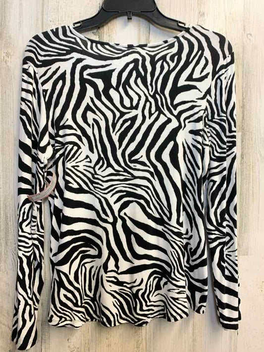 PRE-OWNED CHICOS Tops Size S BLK/WHT LONG SLEEVES TOP