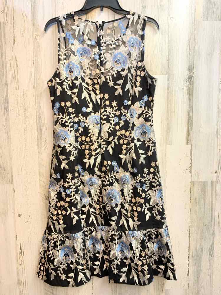 PRE-OWNED WHITE HOUSE Dresses and Skirts Size 12 BLK/TAN/BLU Floral Dress