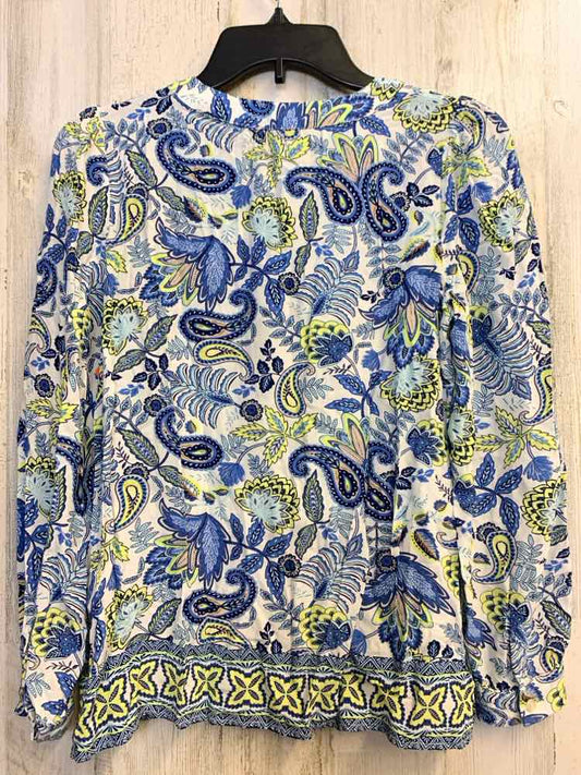 PRE-OWNED TALBOTS Tops Size XS BLU/GRN/WHT Floral LONG SLEEVES TOP