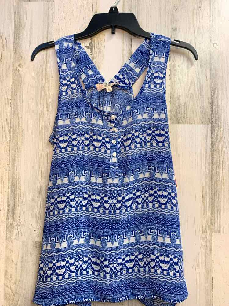 PRE-OWNED PINK REPUBLIC Tops Size L WHT/BLUE SLEEVELESS TOP