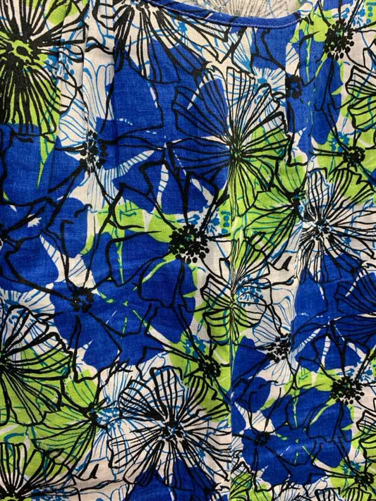 PRE-OWNED CHOICES Tops Size XL BLUE/WHITE/GREEN/BLACK Floral Blouse/FLORAL SHORT