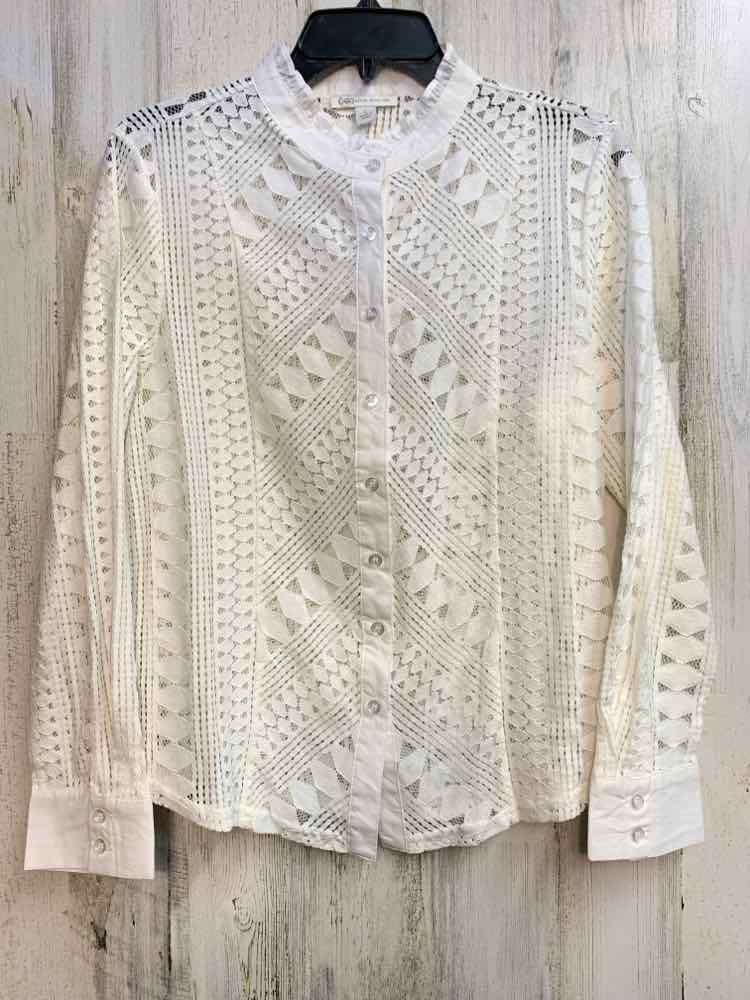 PRE-OWNED CATO Tops WHT DIAMOND LONG SLEEVES TOP