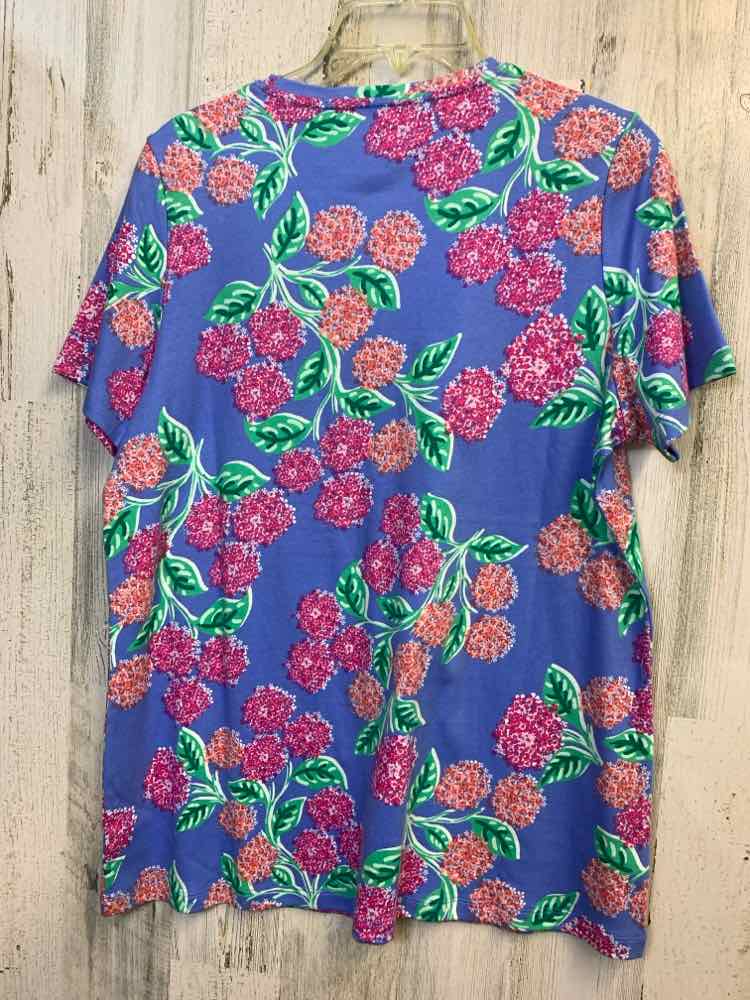 NWT KIM ROGERS Tops Size M BLU/PNK Floral SHORT SLEEVES TOP