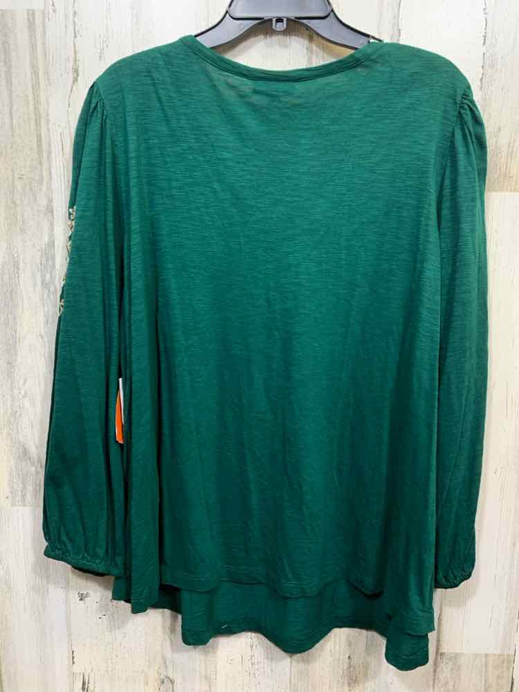 NWT STYLE & CO Tops Size 3X Green Floral LONG SLEEVE Blouse