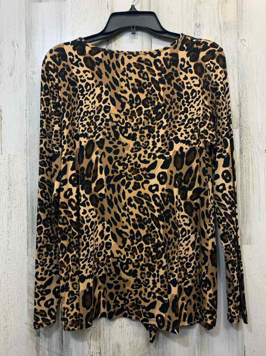 NEW DIRECTIONS Tops Size M BRN/BLK LEOPARD LONG SLEEVES TOP