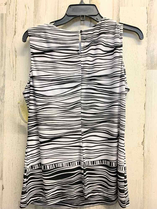 PRE-OWNED CALVIN KLIEN Tops Size M BLACK/WHITE ZEBRA SLEEVELESS Blouse