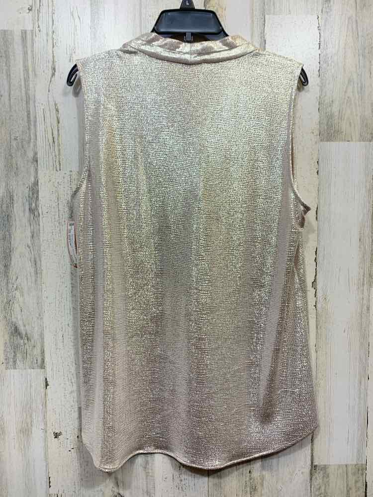 PRE-OWNED CALVIN KLIEN Size L Tops Gold SLEEVELESS Blouse