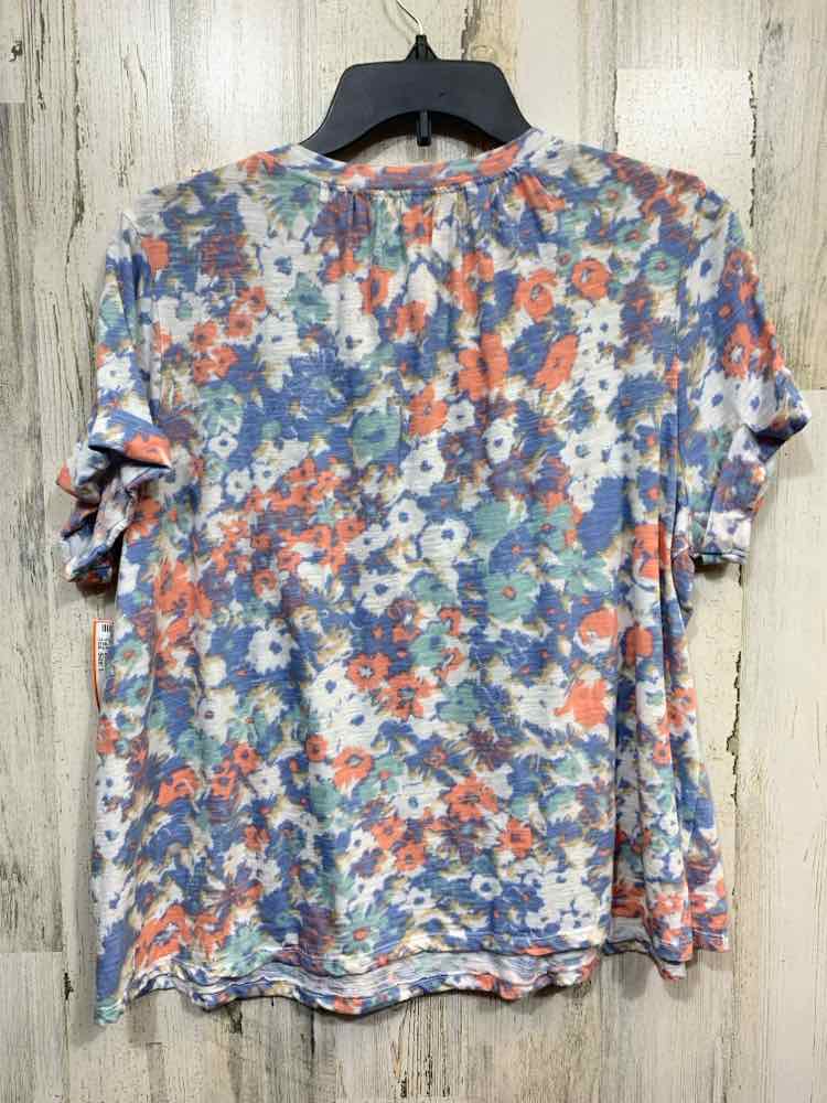 PRE-OWNED WONDERLY Tops Size L WHT/BBY BLU/PNK Floral Blouse