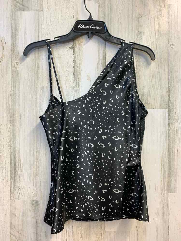 PRE-OWNED NASTY GAL Tops Size 4 BLK/WHT CHEETAH PRINT SPAGHETTI STRAP TOP