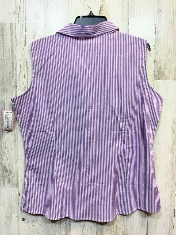 PRE-OWNED LEE Tops Size XL LAVENDER/PINK/WHITE VERTICAL STRIPES SLEEVELESS Shirt