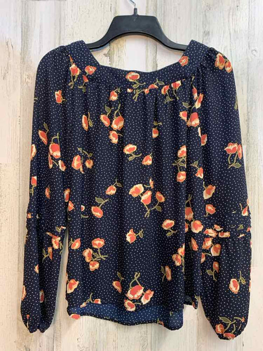 PRE-OWNED LAUREN CONRAD Tops Size XS Navy Floral LONG SLEEVES TOP