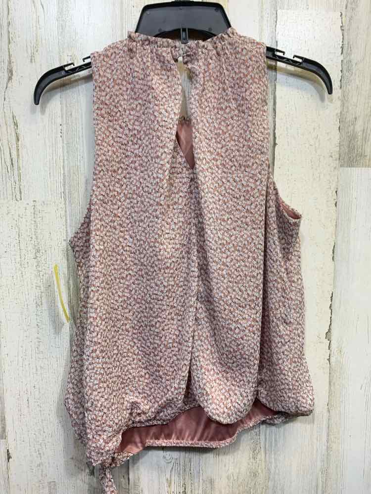 PRE-OWNED SIENNA SKY Tops Size L BLUSH/WHITE Floral HIGH NECK Tank Top/BLUSH/WHI