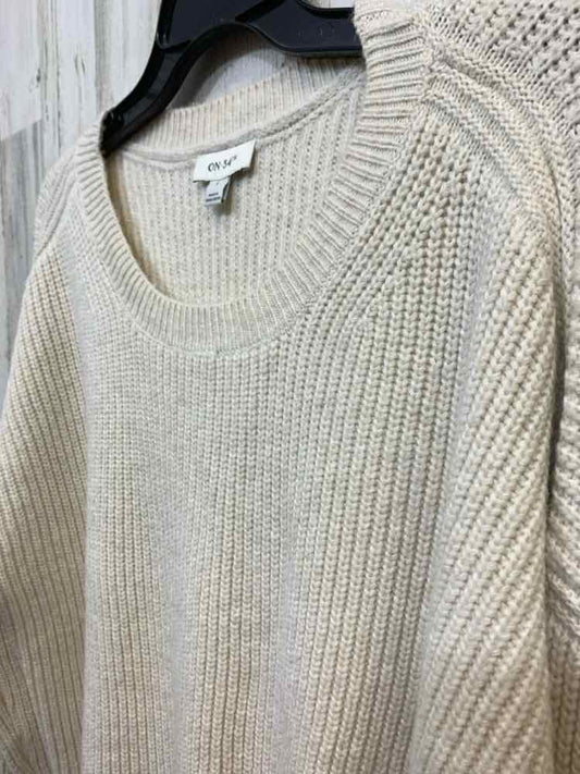 NWT ON 34TH Size L Tops Beige RIB KNIT LONG SLEEVE/SCOOP NECKLINE SWEATER