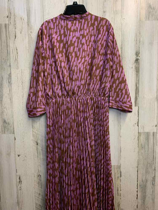 JADE Dresses and Skirts Size L PINK/BROWN PAINT BRUSH LONG SLEEVES Dress