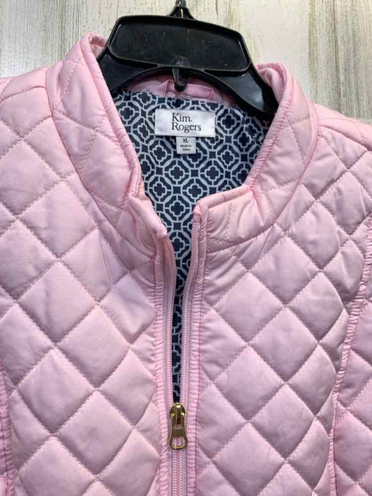 PRE-OWNED KIM ROGERS JACKETS / COATS Size XL Pink QUILTED Vest/ZIP UP /STRETCH S