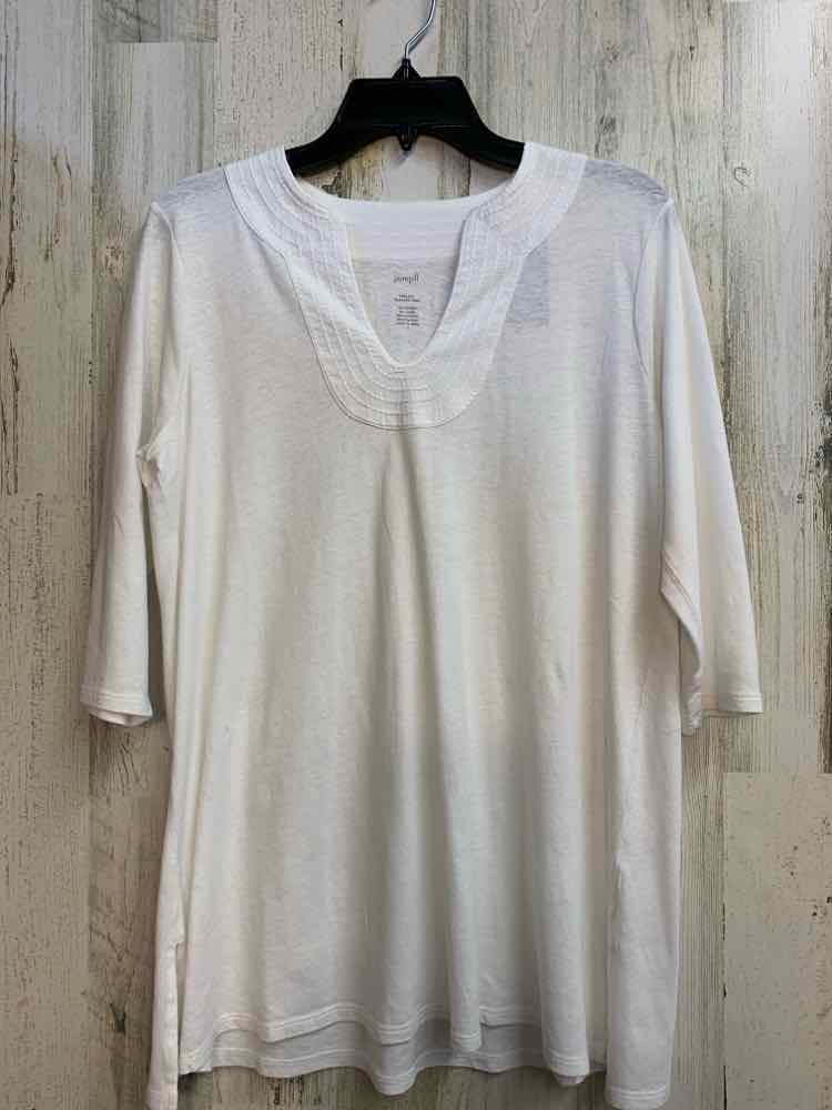 NWT J JILL Tops Size S White 3/4 LENGTH TOP