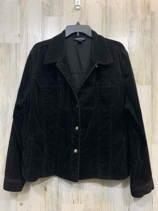 JONES NEW YORK JACKETS / COATS Size 2X Black CORDUROY Solid BUTTON UP Coat