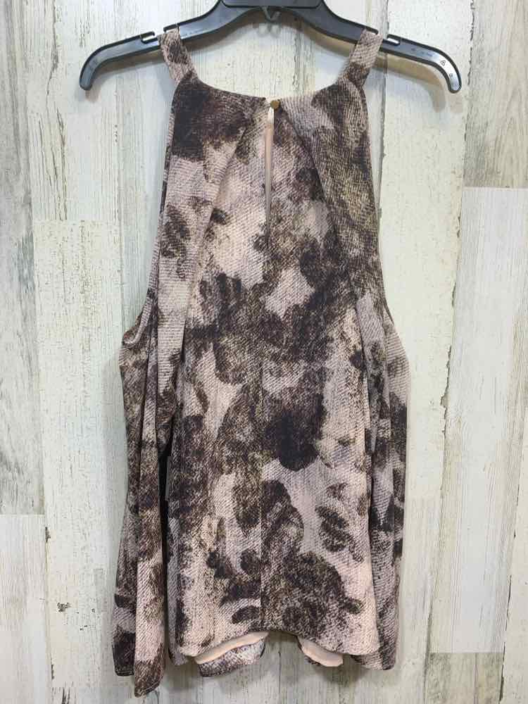 NWT DONNA KARAN Tops Size XL Brown Floral COLD SHOULDERS Blouse