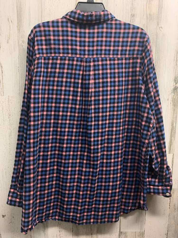 OLD NAVY Tops Size XL PINK/BLK/BLU Checkered TUNIC Shirt