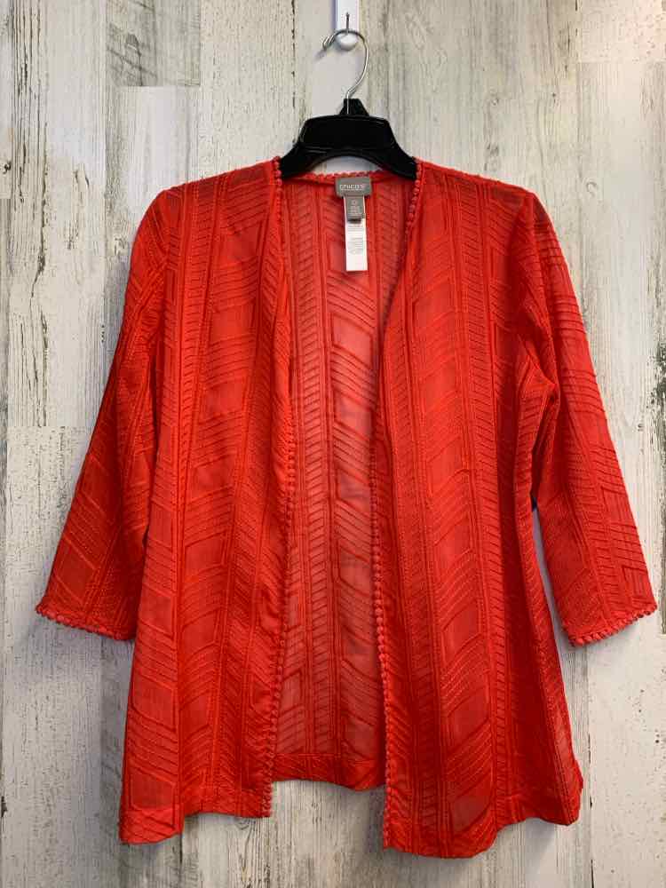 CHICOS Tops Size 0 Red SHEER JACKET TOP