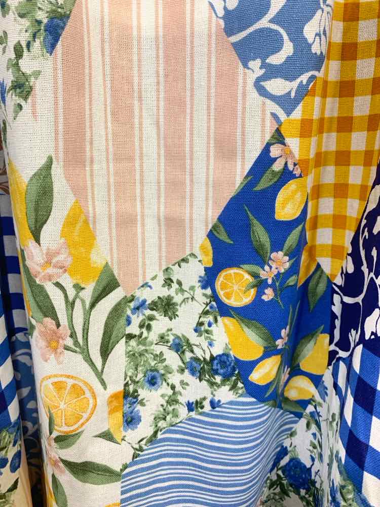 NWT BLU PEPPER M BOTTOMS WHT/BLU/YEL LEMONS MAXI Full SKIRT