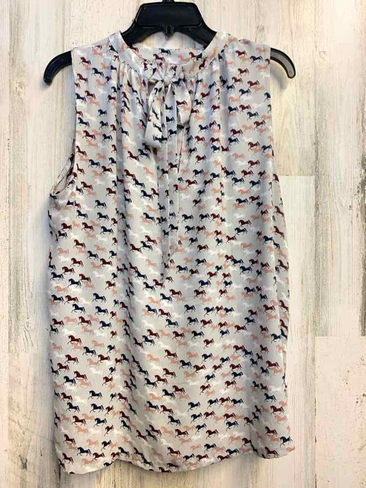 PRE-OWNED LOFT Tops Size L Gray HORSES SLEEVELESS TOP