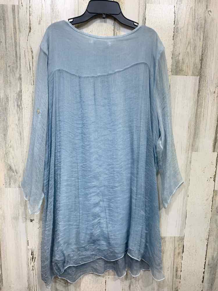 PRE-OWNED SIMPLY COUTURE Tops Size XL BABY BLUE Chiffon 3/4 SLEEVE TUNIC