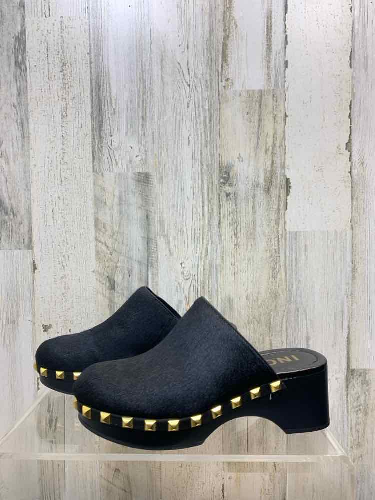 NWT INC SHOES Shoe Size 6 Black Fur 6 Shoes/STUDDED SIDES REAL FUR