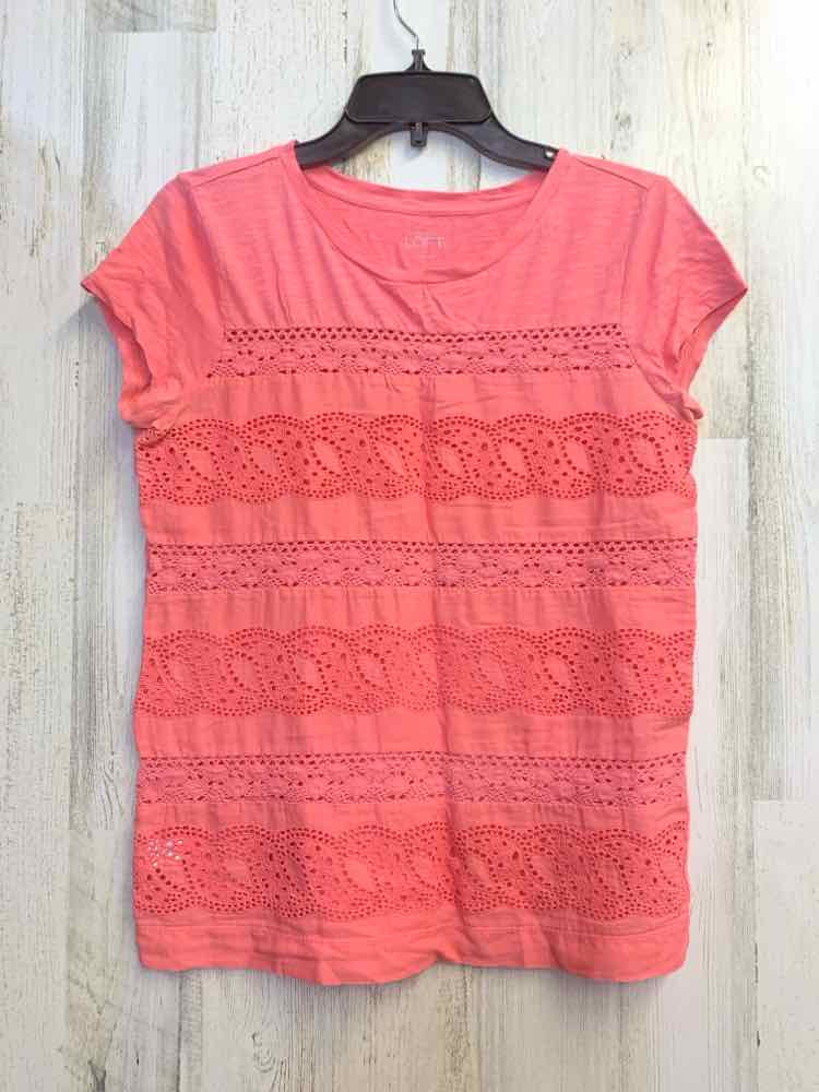 LOFT Tops Size S SALMON Stripe CAP SLEEVE TOP