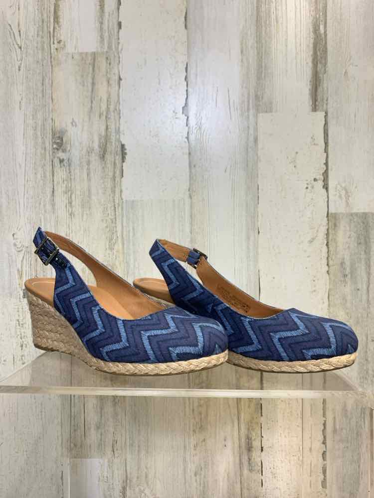 PRE-OWNED VIONIC SHOES Shoe Size 7.5 BLU ZIG ZAG WEDGE Shoes