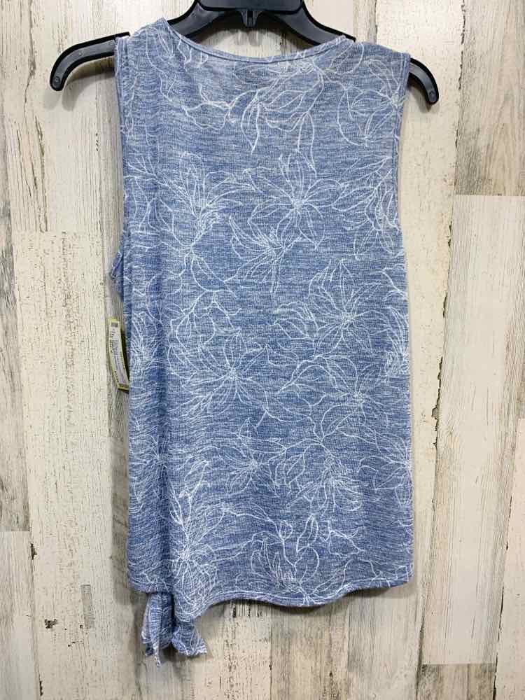 PRE-OWNED BOBEAU Tops Size M BLUE/WHITE Floral SLEEVELESS Blouse