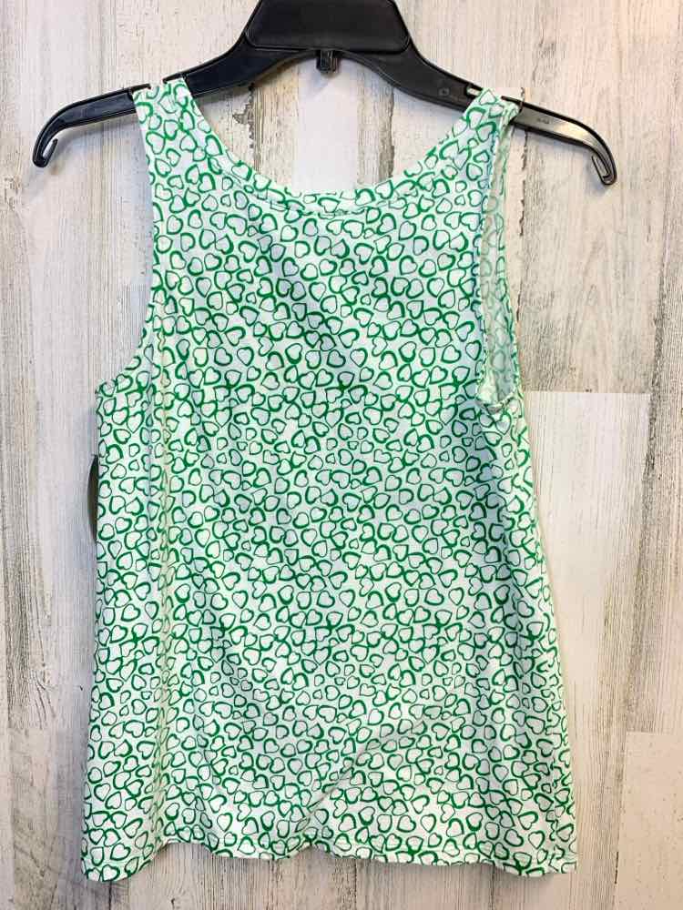 CATO Tops Size S WHT/GRN HEARTS SLEEVELESS TOP