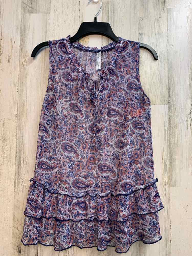 PRE-OWNED PERCEPTION CONCEPT Tops Size S BLU/WHT Paisley SLEEVELESS TOP