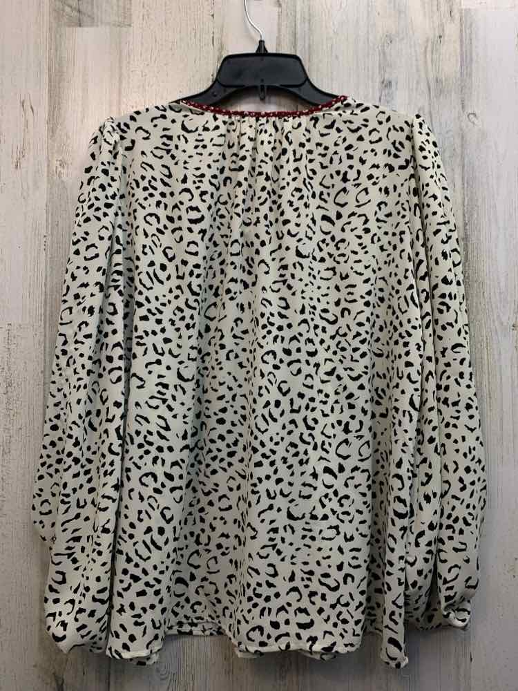 ODDY Tops Size S WHT/BLK/WINE CHEETAH PRINT LONGSLEEVE TOP