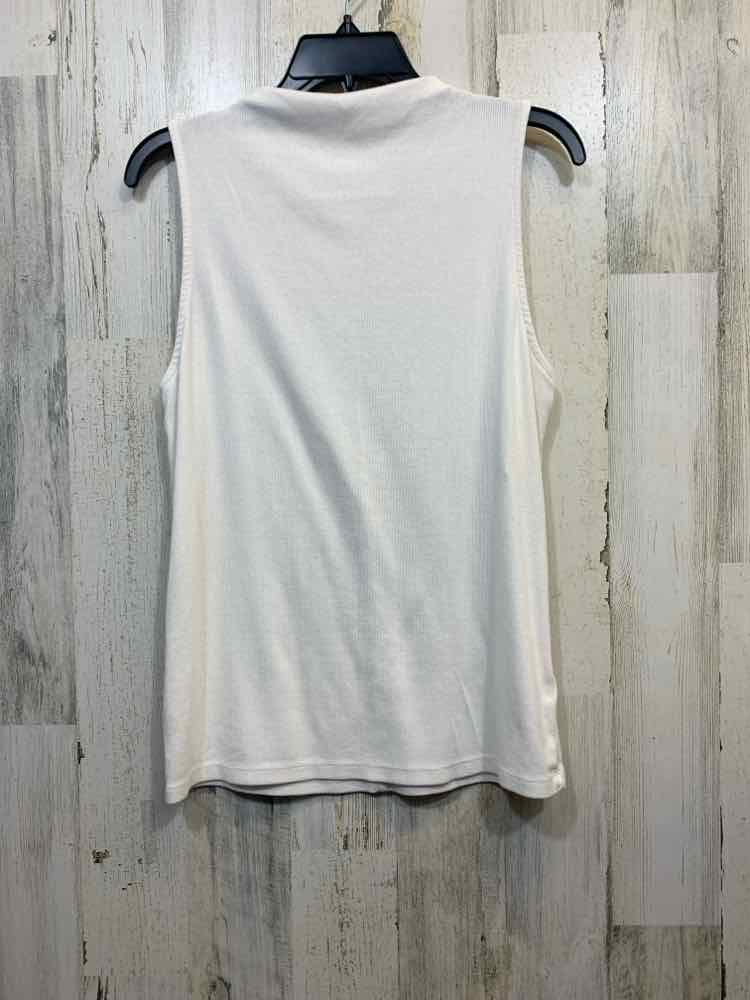 PRE-OWNED A NEW DAY Tops Size XL Cream RIBBED HIGH NECK Blouse/CREAM SLEEVELESS