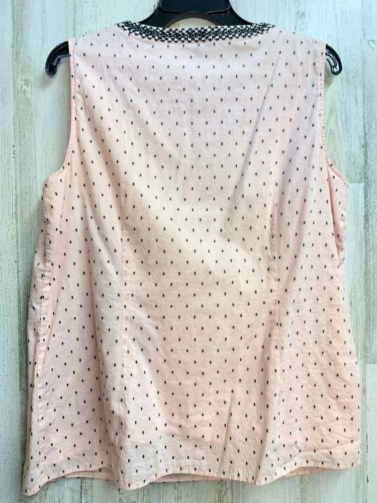 PRE-OWNED TALBOTS Tops Size L BLK/PINK Polka Dot SLEEVELESS TOP/EMBROIDERED BIB