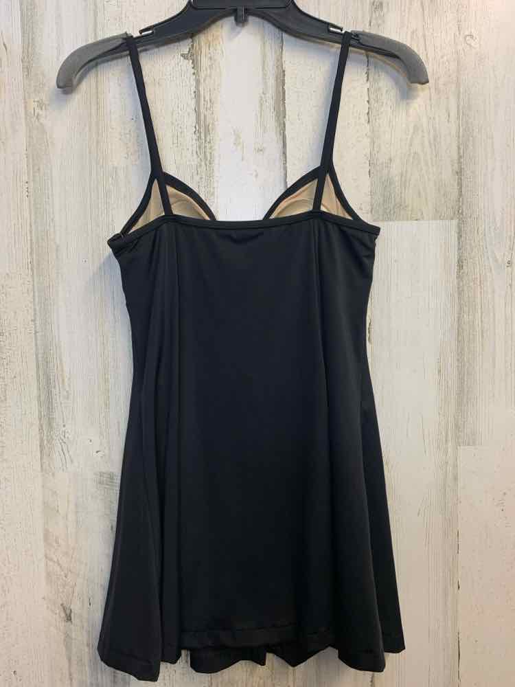 PRE-OWNED I.F. Swimwear Size 8 Black SPAGHETTI STRAP Swimsuit