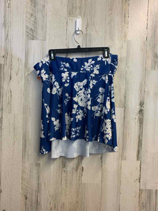 PLUS SIZES Size 2X BLU/WHT Floral STRAPLESS Swimsuit