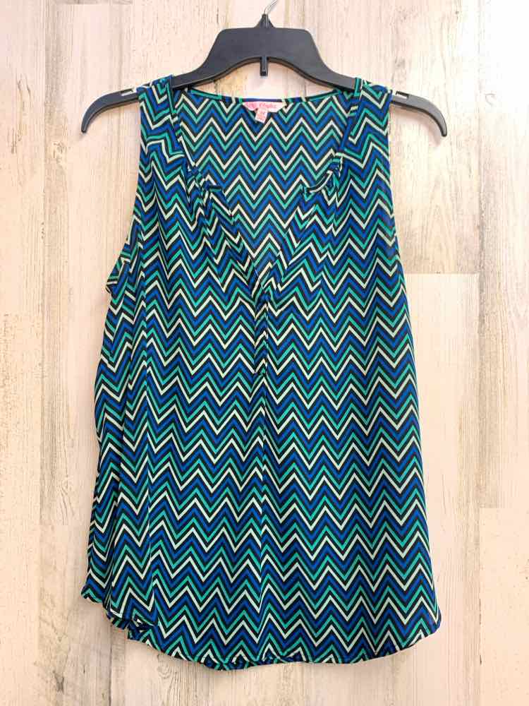 PRE-OWNED CANDIE'S Tops Size M GRN/BLU CHEVRON SLEEVELESS TOP