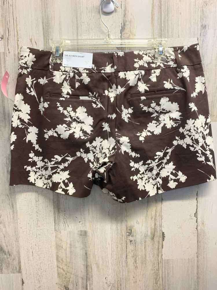 NWT Size 12 ANN TAYLOR BOTTOMS BROWN/WHT Floral MID RISE Shorts/FLORAL MID-RISE
