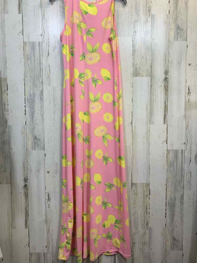 NWT LULA ROE Dresses and Skirts Size M PINK/YELLOW/GREEN LEMONS MAXI Dress/PINK/