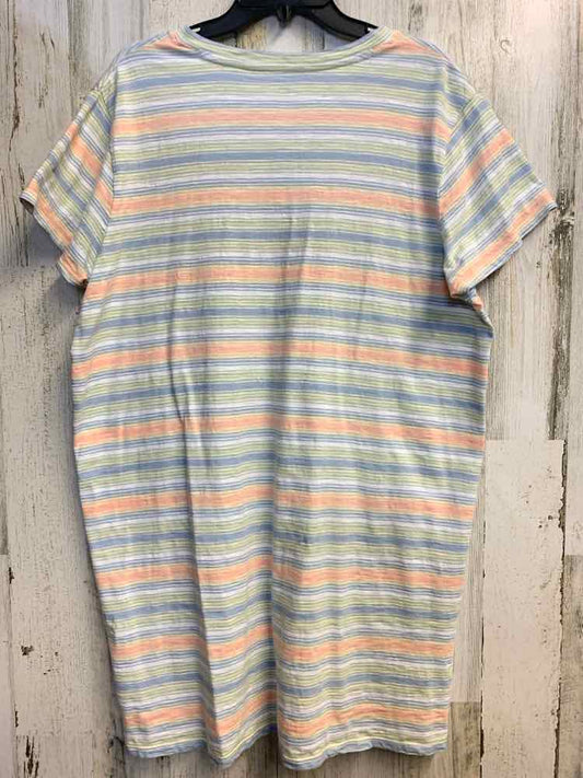 PRE-OWNED LANDS END Dresses and Skirts Size PL PNK/BLU/GRN/BGE Stripe Dress