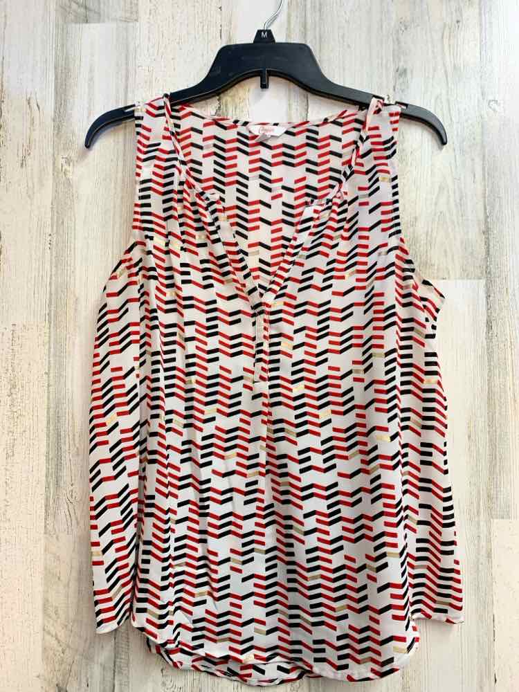 PRE-OWNED CANDIE'S Tops Size M WHT/RED/BLK ZIG ZAG SLEEVELESS TOP