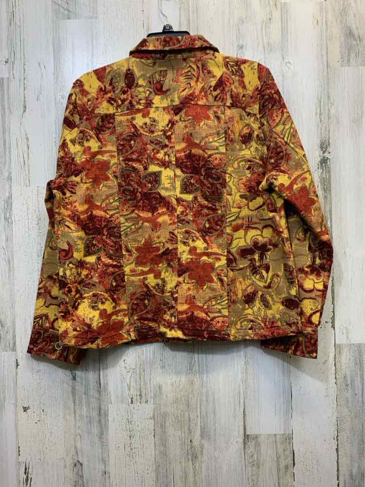 CHRISTOPHER & BANKS JACKETS / COATS Size XL RED/GOLD Floral LONGSLEEVE Coat